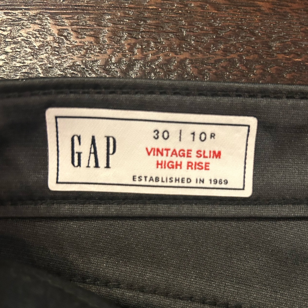 GAP Vintage Slim High Rise Black Faux Leather Straight Leg Women's Pants - Picture 7 of 10